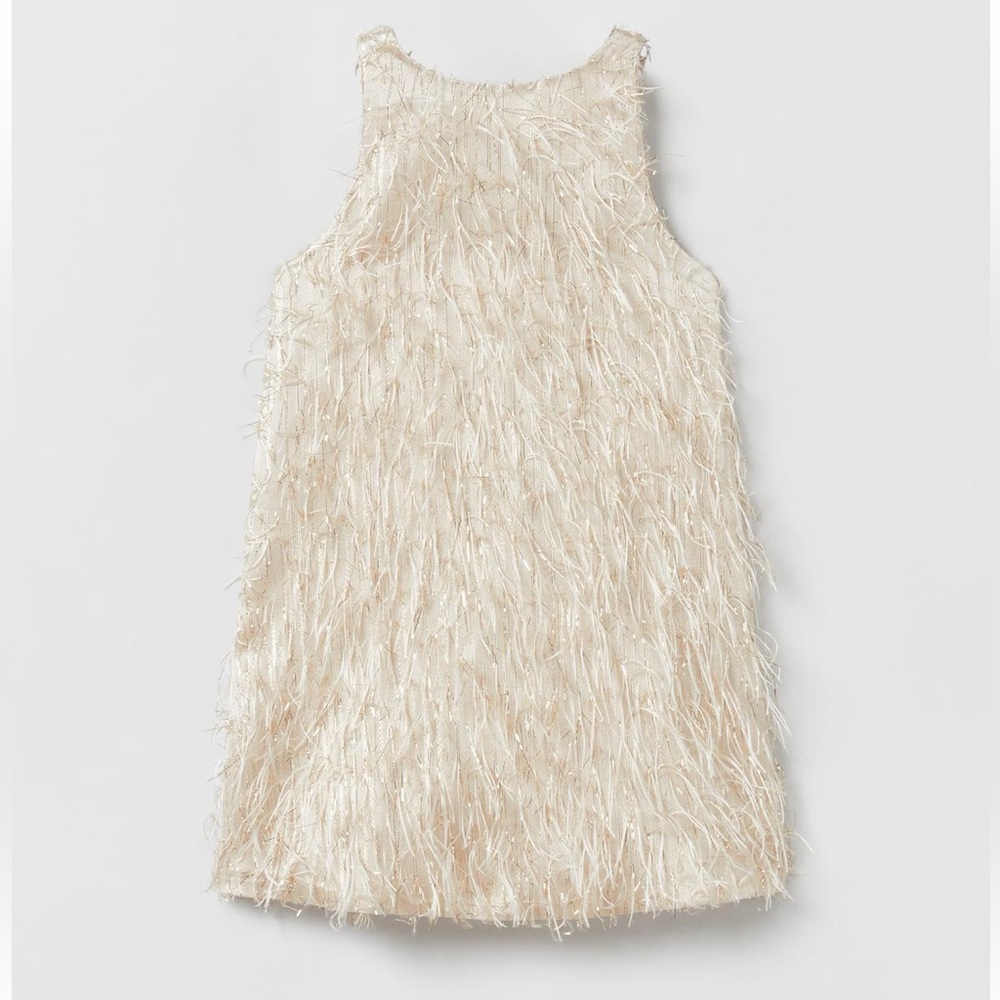 ZARA Feather Fringe Dress Gold– Zara Kids – Size 10 - Reference: 1193/037